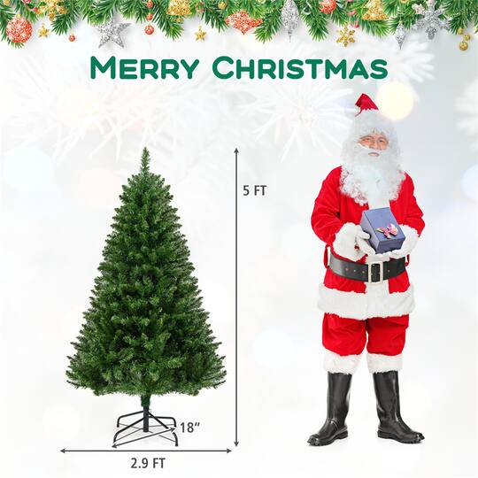 Costway 5 ft Pre-Lit Artificial Christmas Tree, Warm White LED Lights